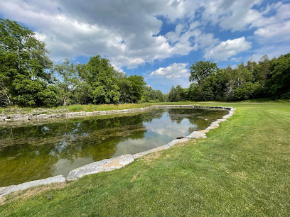 Golf green surrounding a pond of water in Richvale, Richmond Hill, Ontario
